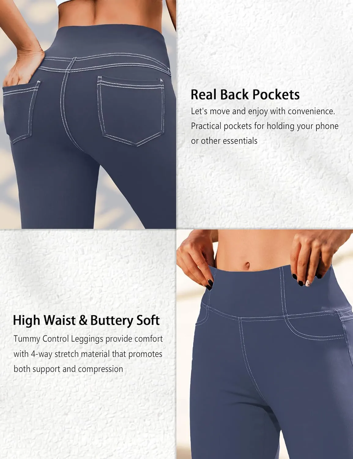 VOOVEEYA Curvy Womens Leggings 25", Tummy Control Yoga Pants with Back Pockets High Waisted Buttery Soft 7/8 Leggings