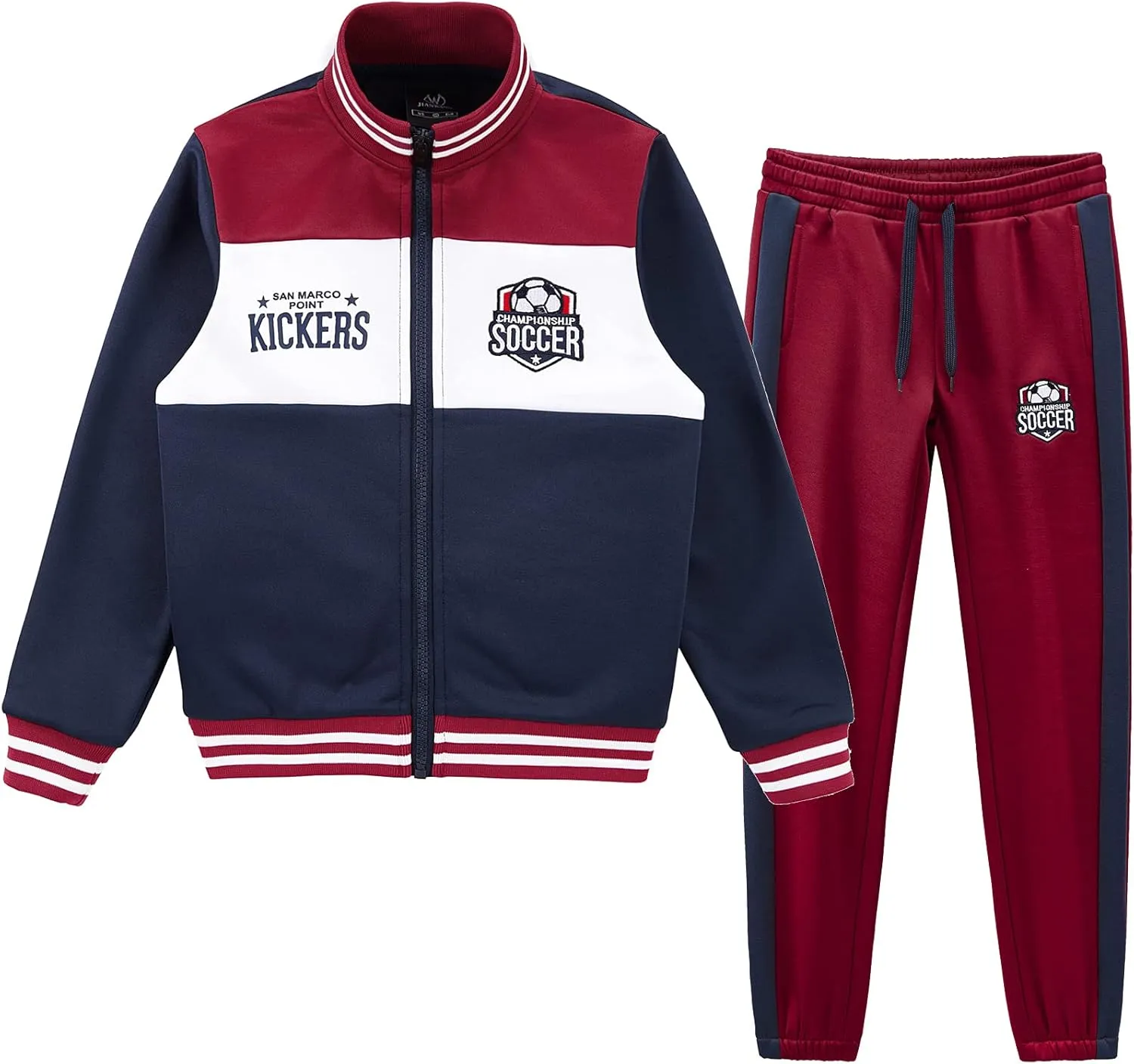 W JIANWANG Boys' Activewear Kids Clothing Sets Full Zip Fleece Brush Tracksuits Active Jackets and Pants 2 Piece 2-8 Years…