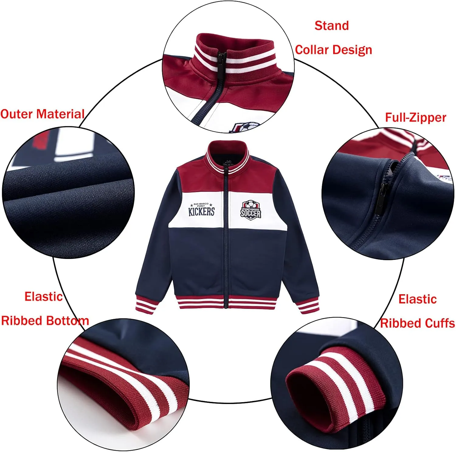 W JIANWANG Boys' Activewear Kids Clothing Sets Full Zip Fleece Brush Tracksuits Active Jackets and Pants 2 Piece 2-8 Years…