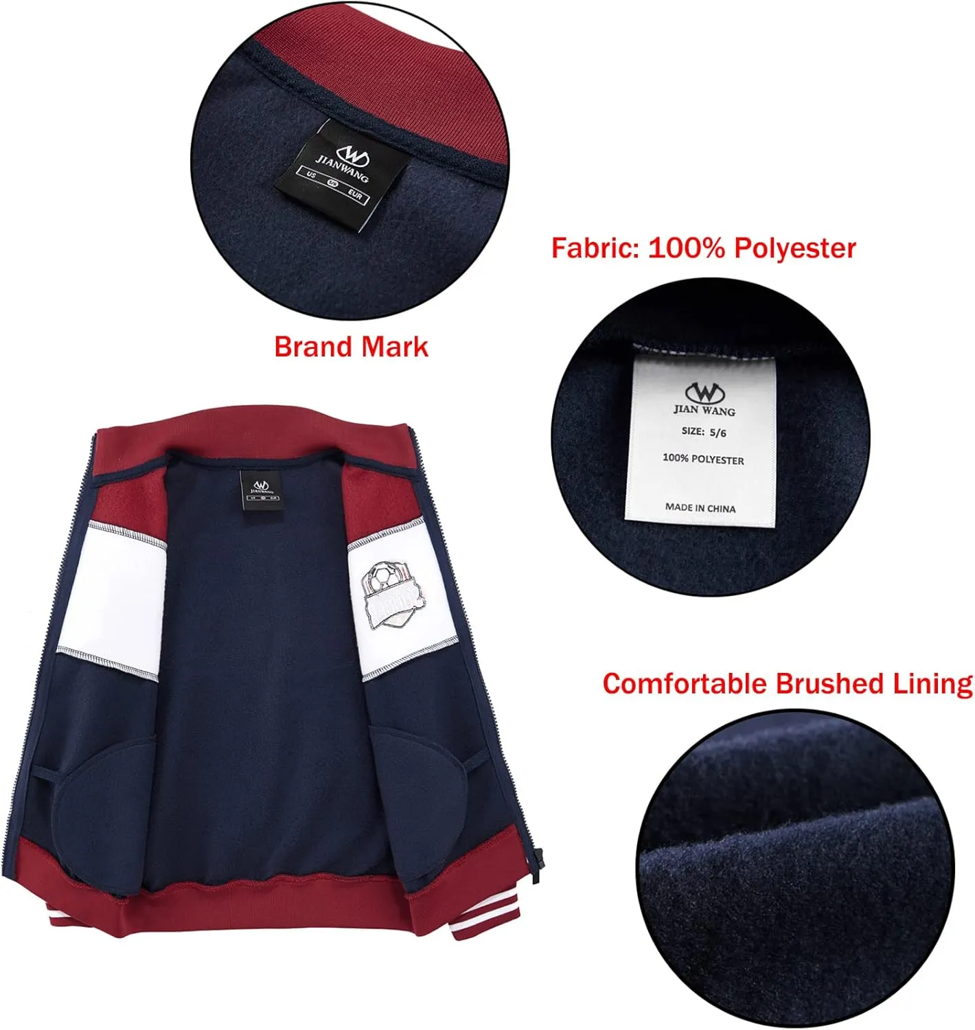 W JIANWANG Boys' Activewear Kids Clothing Sets Full Zip Fleece Brush Tracksuits Active Jackets and Pants 2 Piece 2-8 Years…
