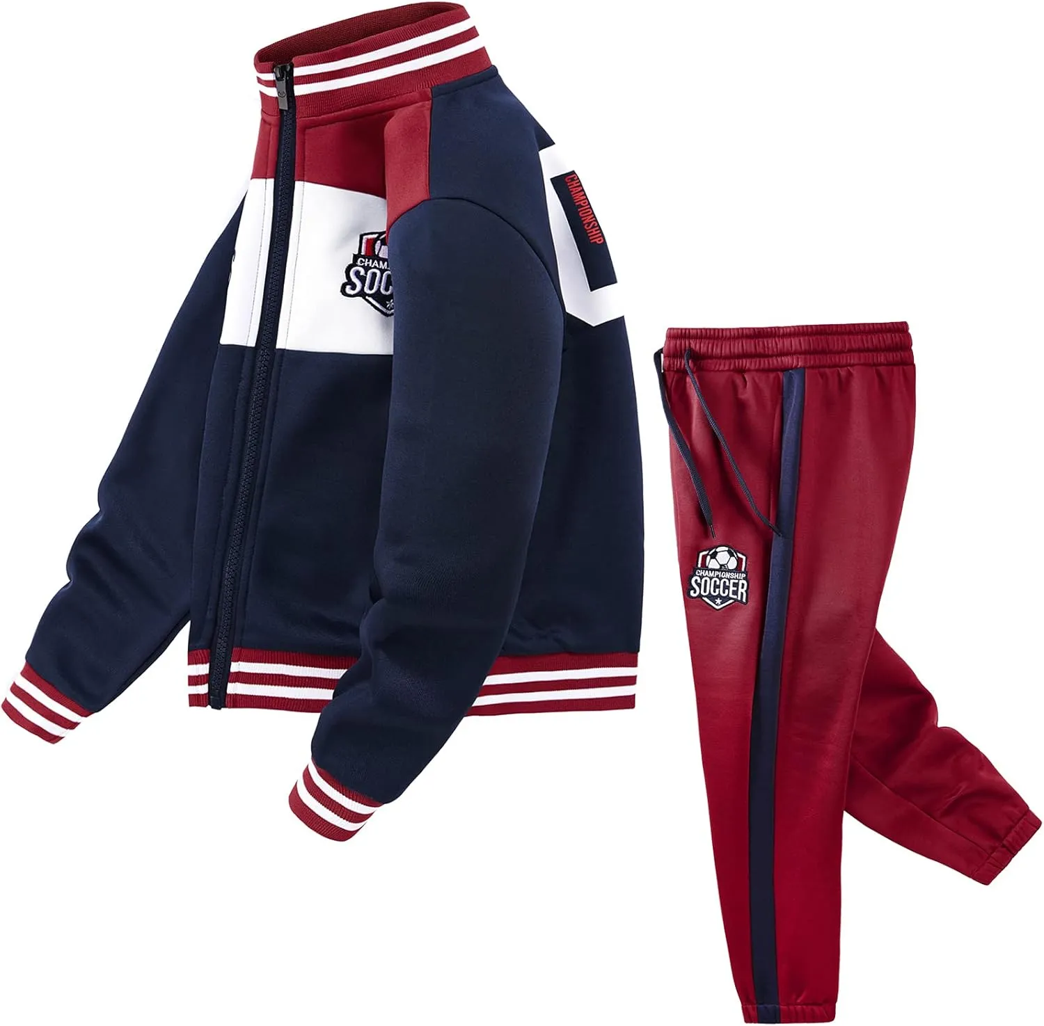 W JIANWANG Boys' Activewear Kids Clothing Sets Full Zip Fleece Brush Tracksuits Active Jackets and Pants 2 Piece 2-8 Years…
