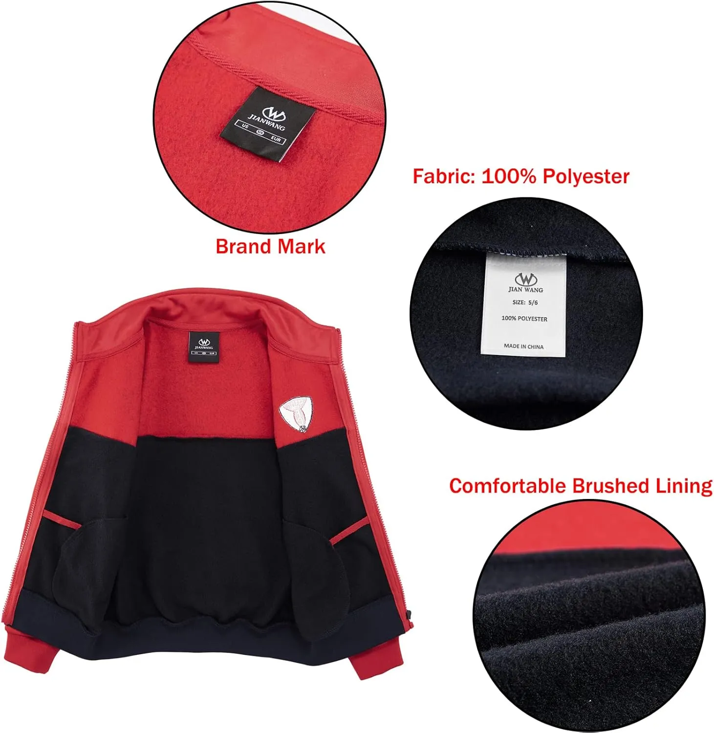 W JIANWANG Boys' Activewear Kids Clothing Sets Full Zip Fleece Brush Tracksuits Active Jackets and Pants 2 Piece 2-8 Years…