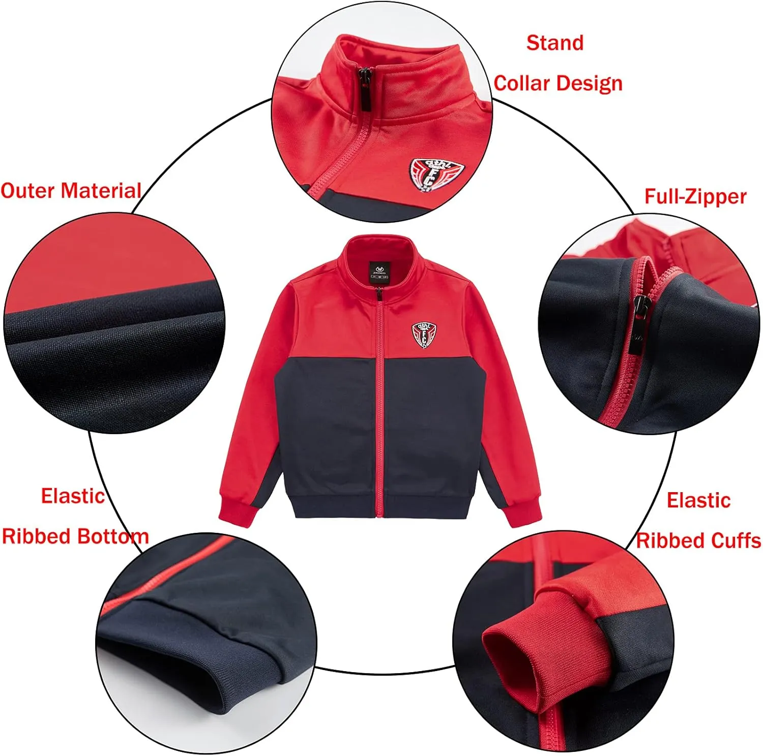 W JIANWANG Boys' Activewear Kids Clothing Sets Full Zip Fleece Brush Tracksuits Active Jackets and Pants 2 Piece 2-8 Years…