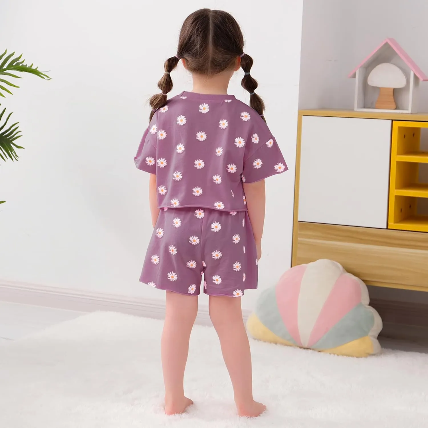 WESIDOM Toddler Girl Clothes Baby Girls Outfits 6M-5T Summer Floral Print Shirt Shorts Headband 3pcs Baby Clothing