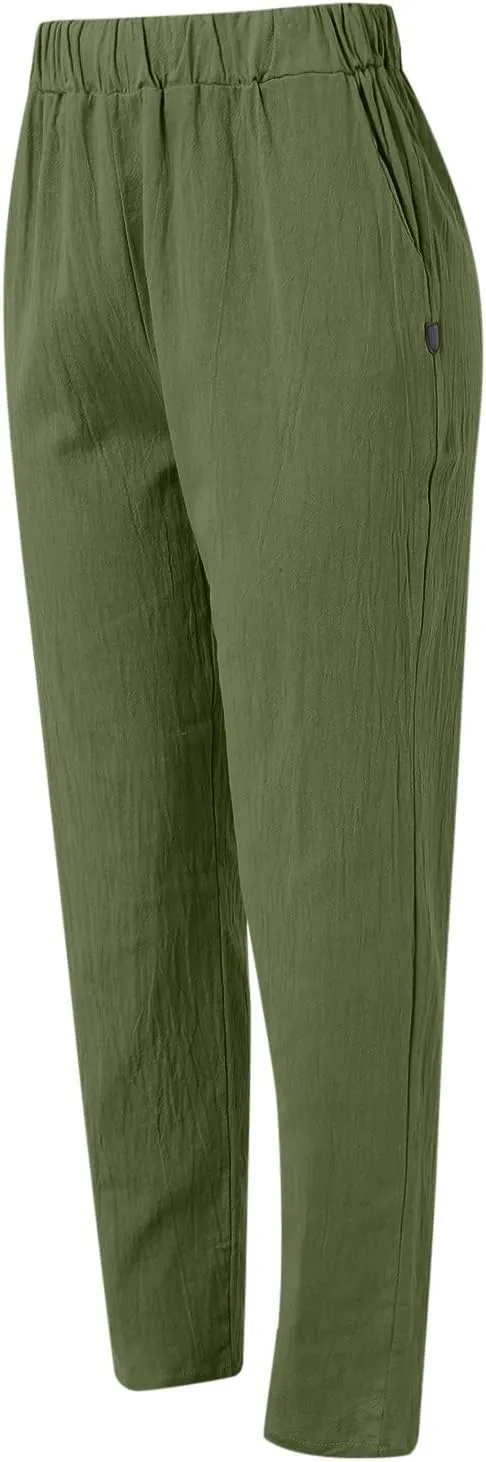 Women High Waisted Wide Leg Pants Fashion Drawstring Elastic Trousers Comfy Straight Leg Long Pants with 2XL Pant