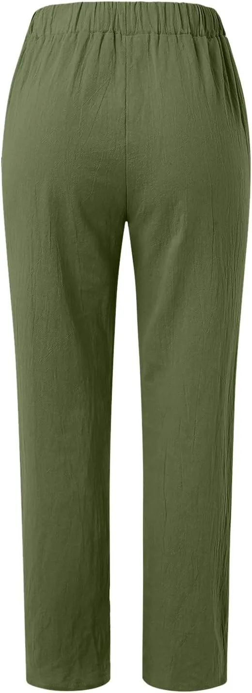 Women High Waisted Wide Leg Pants Fashion Drawstring Elastic Trousers Comfy Straight Leg Long Pants with 2XL Pant