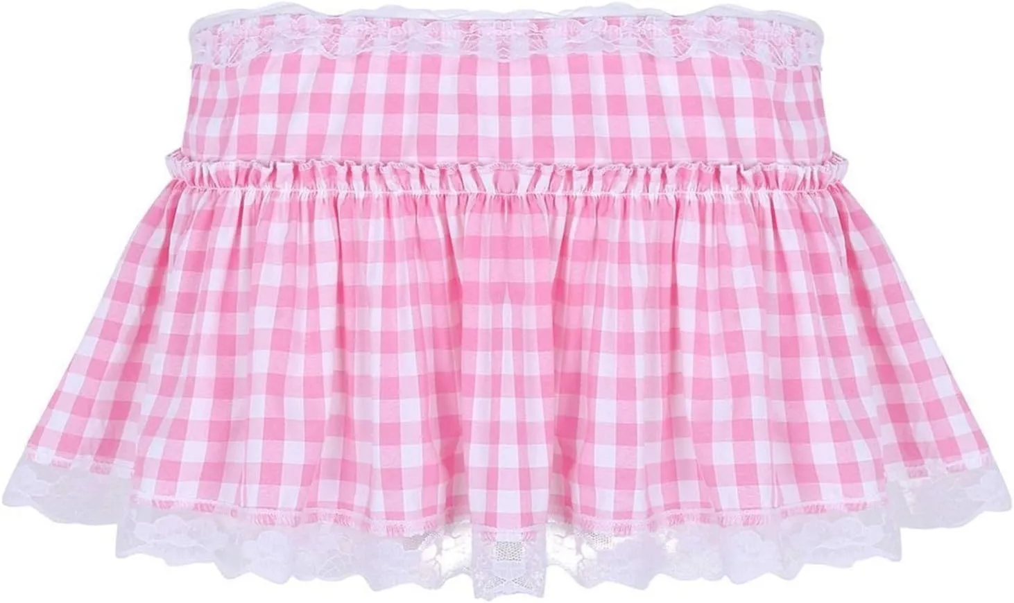 Women Lace Ruffle Mini Skirt Plaid Low Rise Pleated Aline Skirt Fairy Flowy Gingham Short Skirt Aesthetic