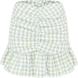 Women Lace Ruffle Mini Skirt Plaid Low Rise Pleated Aline Skirt Fairy Flowy Gingham Short Skirt Aesthetic