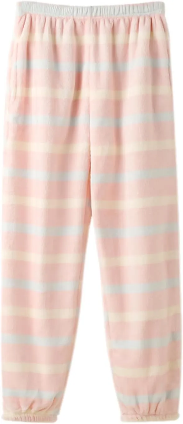 Women Pajama Pants Flannel Sleep Lounge Pj Bottoms Winter Soft Fleece Fuzzy Loose Fit Comfy Plush Pants