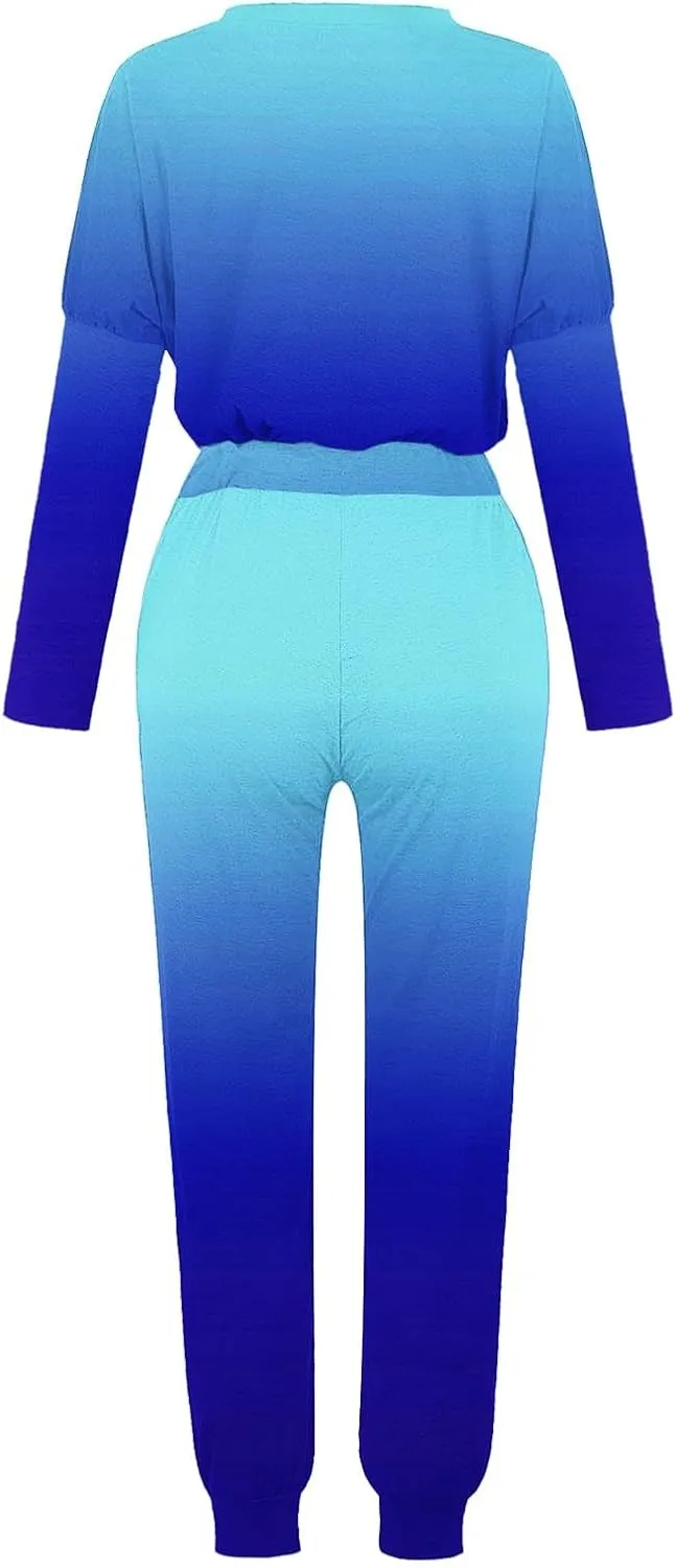 Women Pajama Set Women Fashion O-Neck Solid Pullover Long Sleeve Loose Pants Sweatsuits Ladies Pjs Sets with Pockets