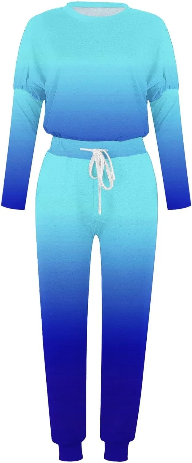 Women Pajama Set Women Fashion O-Neck Solid Pullover Long Sleeve Loose Pants Sweatsuits Ladies Pjs Sets with Pockets