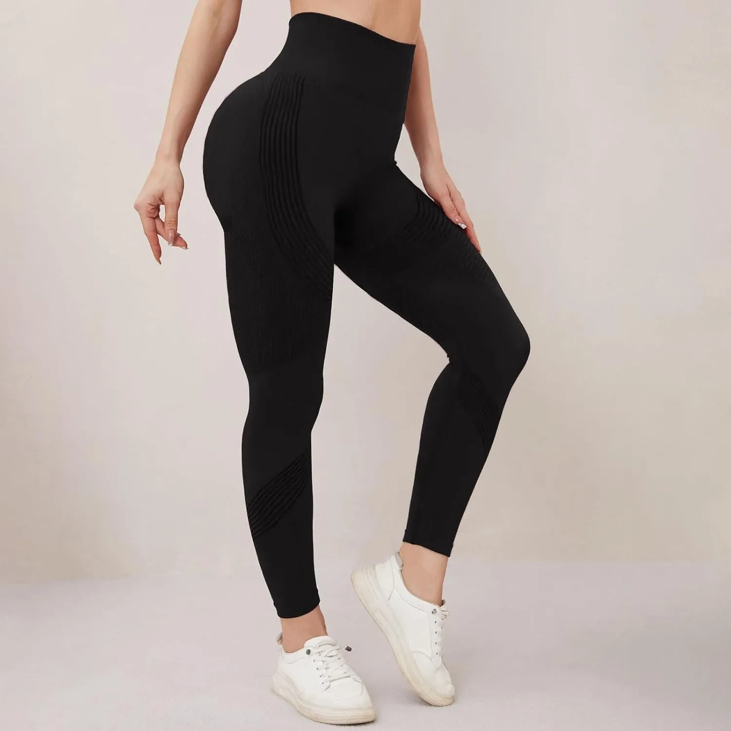 Women Seamless Leggings Smile Contour High Waist - Exercise Pants for Running Cycling Yoga Workout
