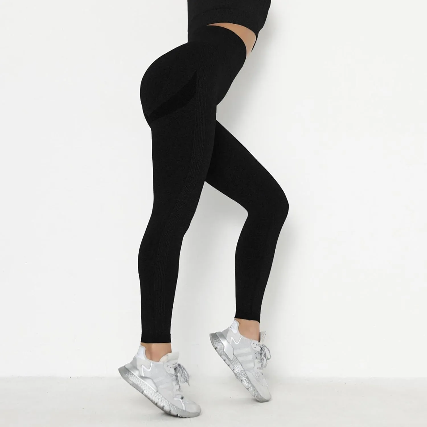 Women Seamless Leggings Smile Contour High Waist No See-Through Yoga Pants Workout Running Leggings