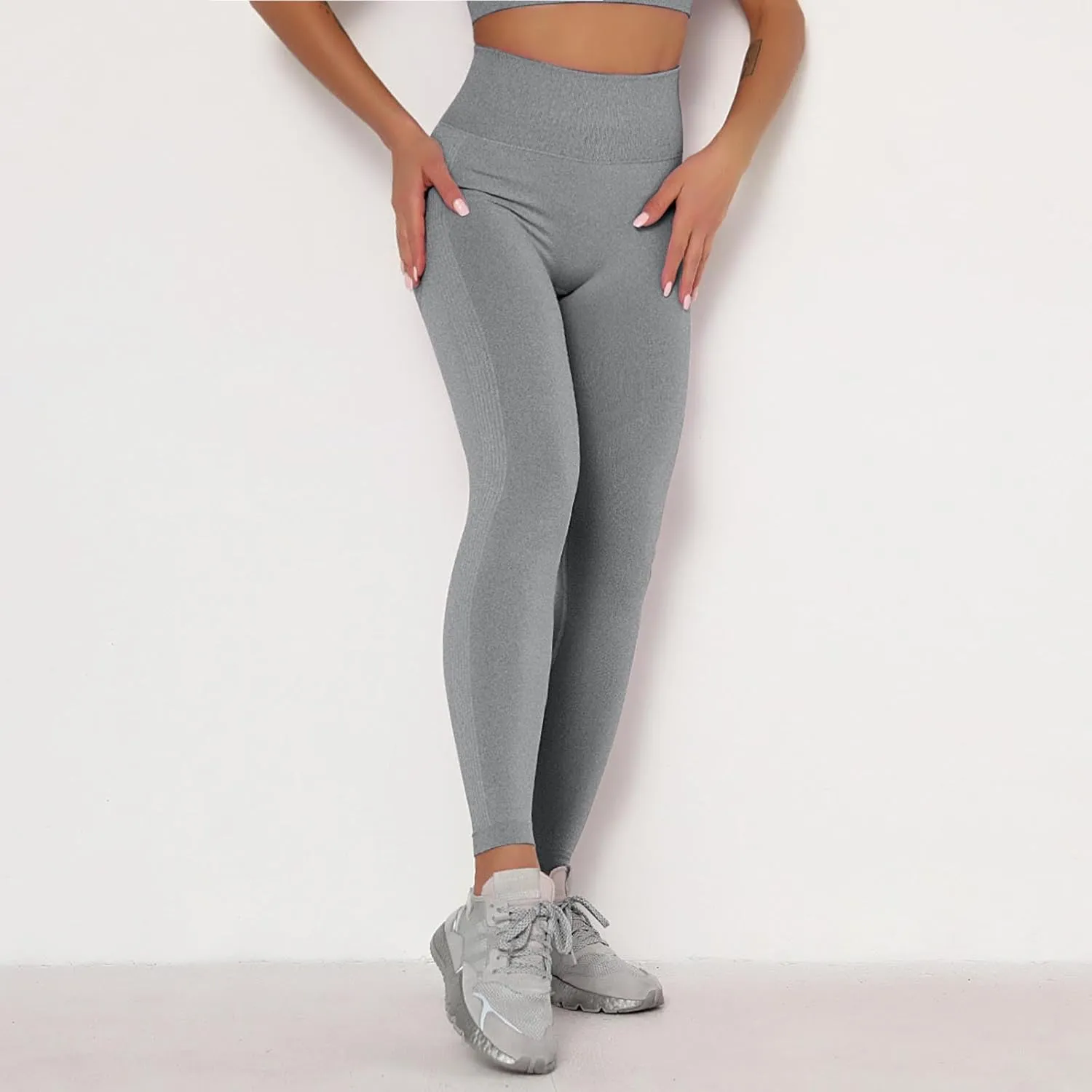 Women Seamless Leggings Smile Contour High Waist No See-Through Yoga Pants Workout Running Leggings