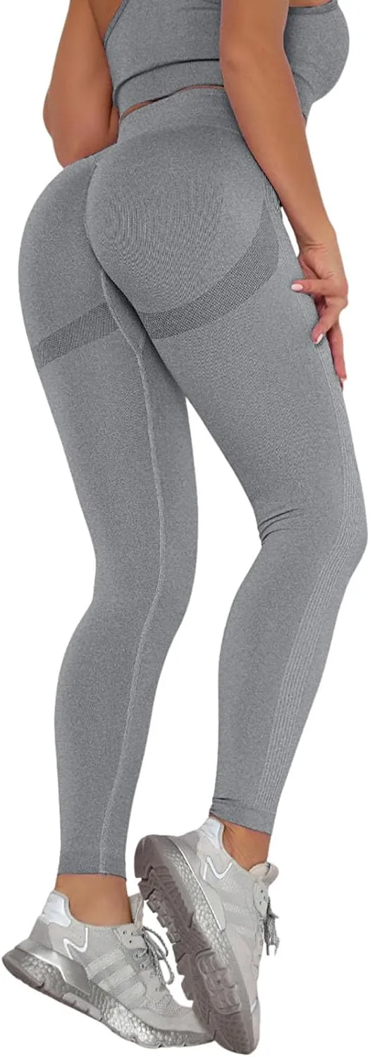 Women Seamless Leggings Smile Contour High Waist No See-Through Yoga Pants Workout Running Leggings