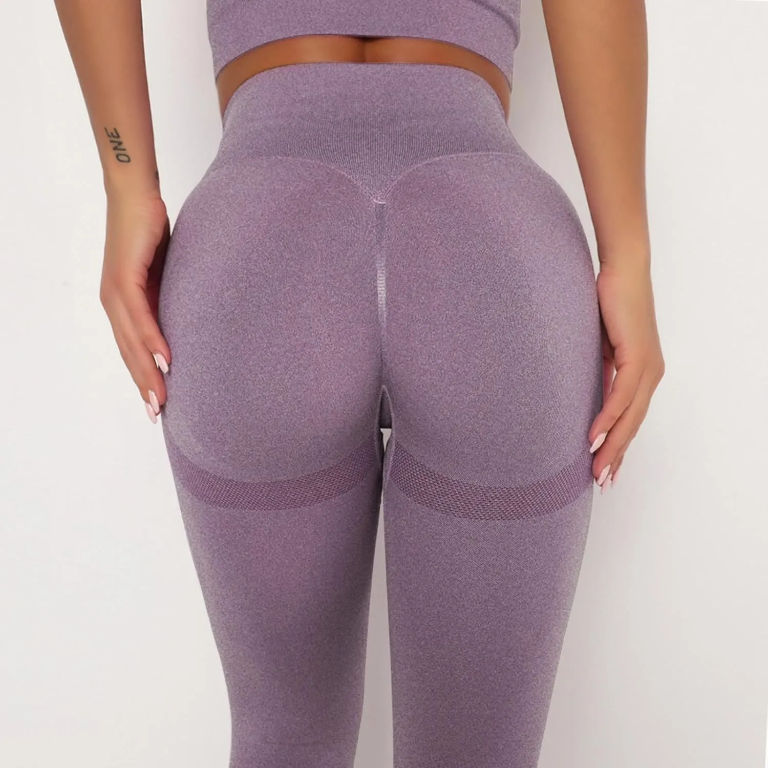 Women Seamless Leggings Smile Contour High Waist Non See Through Workout Athletic Running Yoga Pants