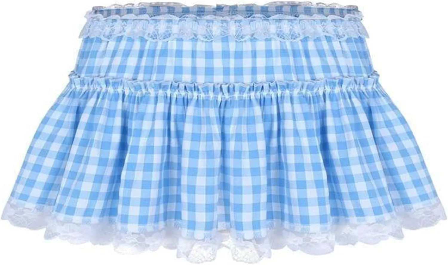 Women Y2k Ruffle Lace Mini Skirt Plaid Pleated Gingham Short Skirts Halloween Costume Sissy Skirt Teen Girls Streetwear