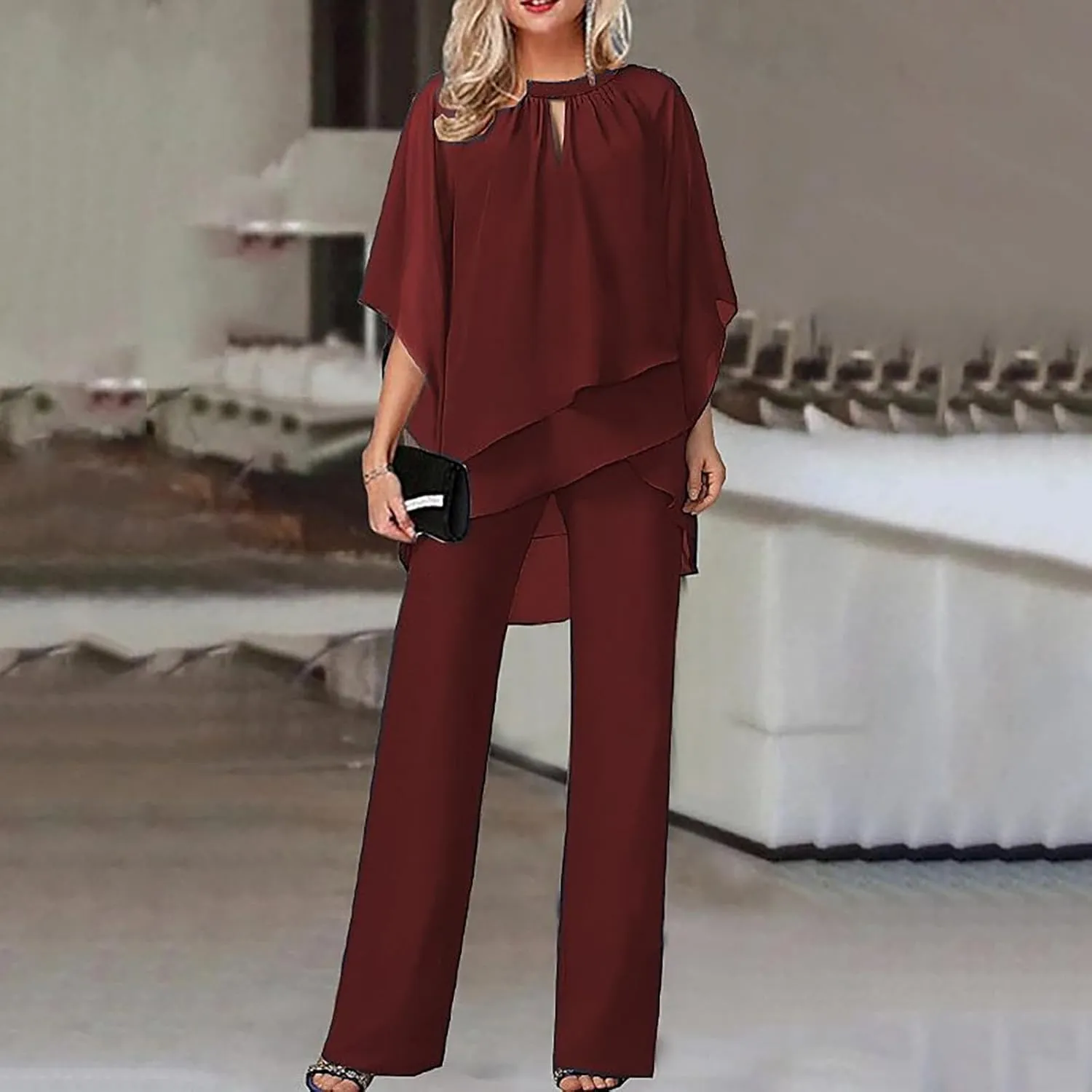 Womens 2 Piece Pajama Sets Women's Autumn and Winter Solid Color Hooded Long Sleeve Pocket Casual Fleece Pullover