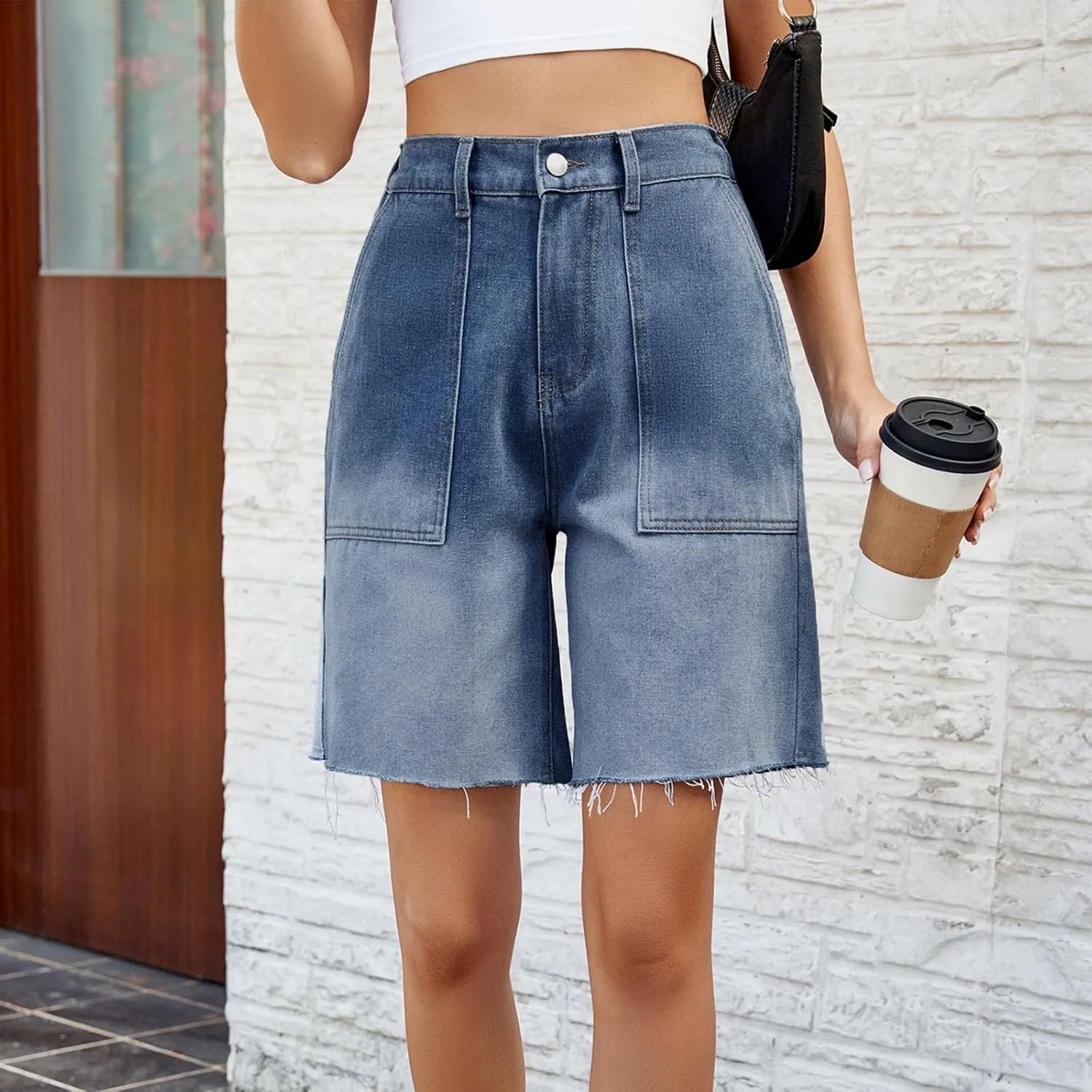 Womens Casual Shorts Bermuda Leopard Print High Waisted Wide Leg Shorts Relaxed Fit Lightweight Shorts with Pocket
