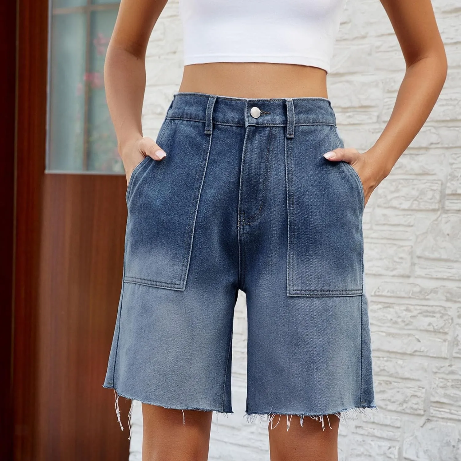 Womens Casual Shorts Bermuda Leopard Print High Waisted Wide Leg Shorts Relaxed Fit Lightweight Shorts with Pocket