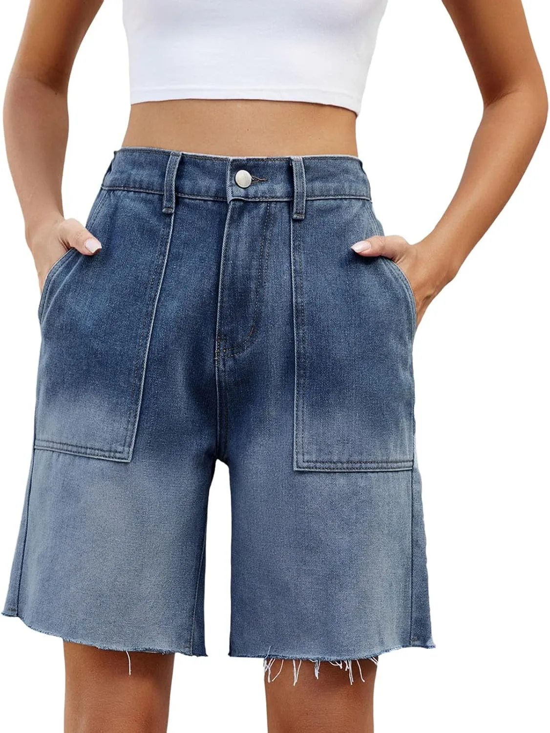 Womens Casual Shorts Bermuda Leopard Print High Waisted Wide Leg Shorts Relaxed Fit Lightweight Shorts with Pocket