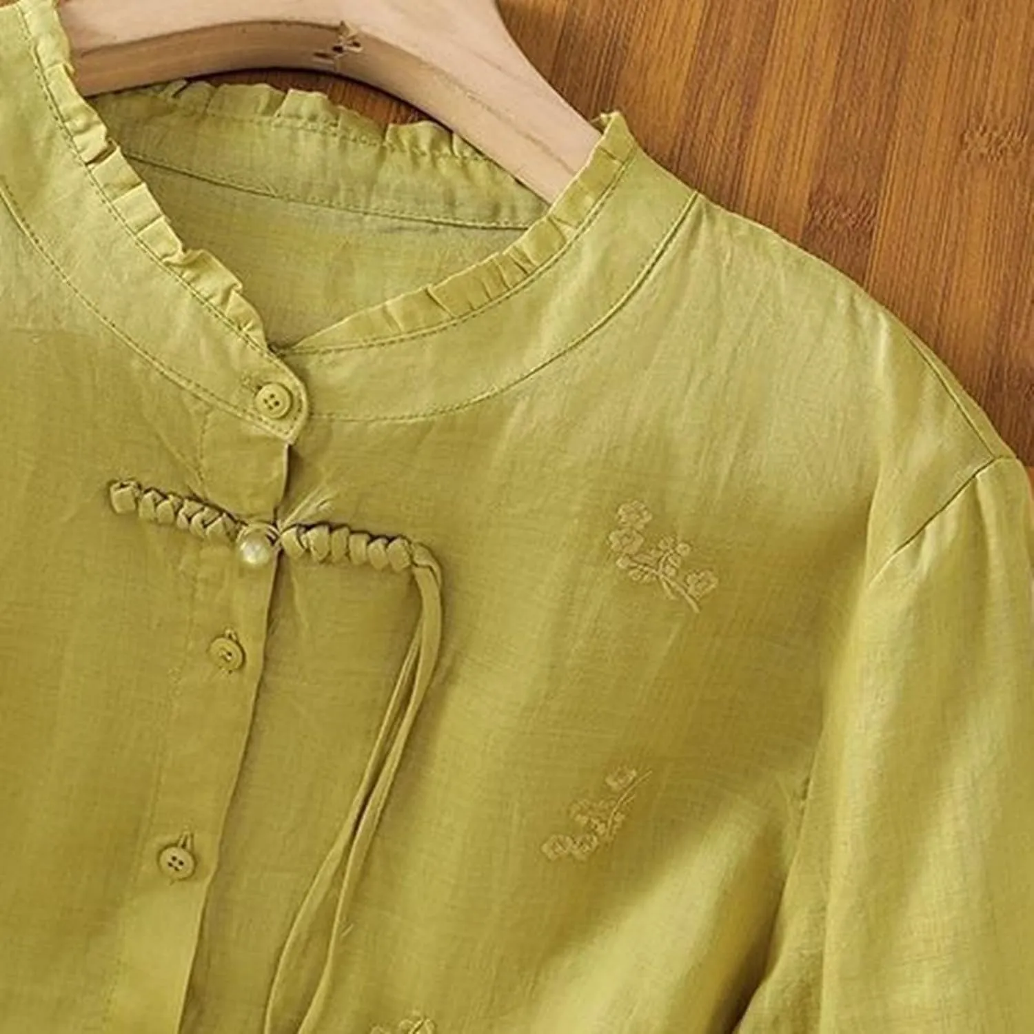 Womens Embroidery Shirts Solid Long Sleeve Cotton Linen Summer Casual Fashion Blouse Tops Loose T Shirt