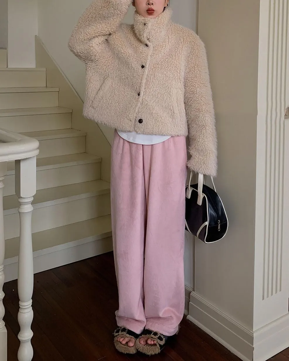 Women's Fuzzy Pajama Pants Comfy Warm Fleece Pajama Lounge Long Pants Sleepwear Pj Bottoms