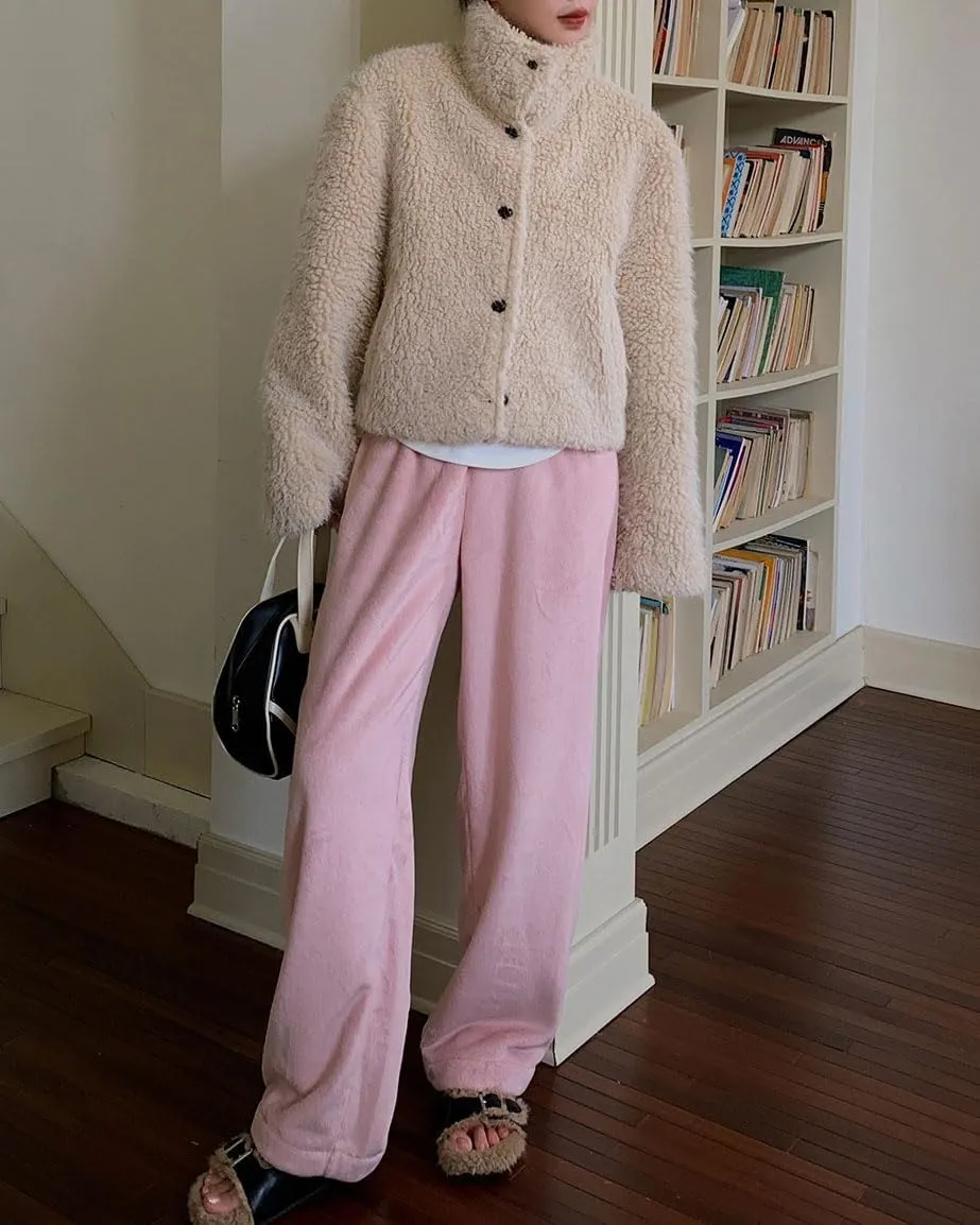 Women's Fuzzy Pajama Pants Comfy Warm Fleece Pajama Lounge Long Pants Sleepwear Pj Bottoms