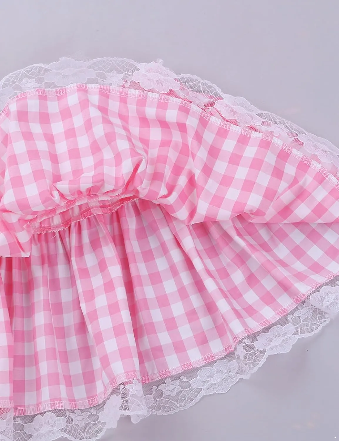 Women's Girls Frilly Mini Plaid Skirt Ruffled Pleated Miniskirt A-Line Sissy Skirt Halloween Costume