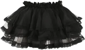 Womens Layered Ruffle Mini Skirt Y2k Pleated Lace Lingerie Skirt Mesh Tulle Elastic Frilly Fairy Princess Lolita Skirt