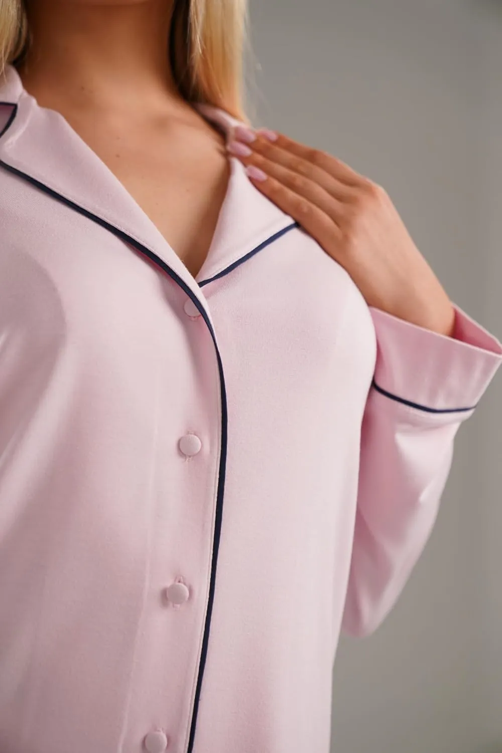 Women's Long Sleeve Pajama Set  Soft Cotton Blend Loungewear  Comfortable Nightwear for Women