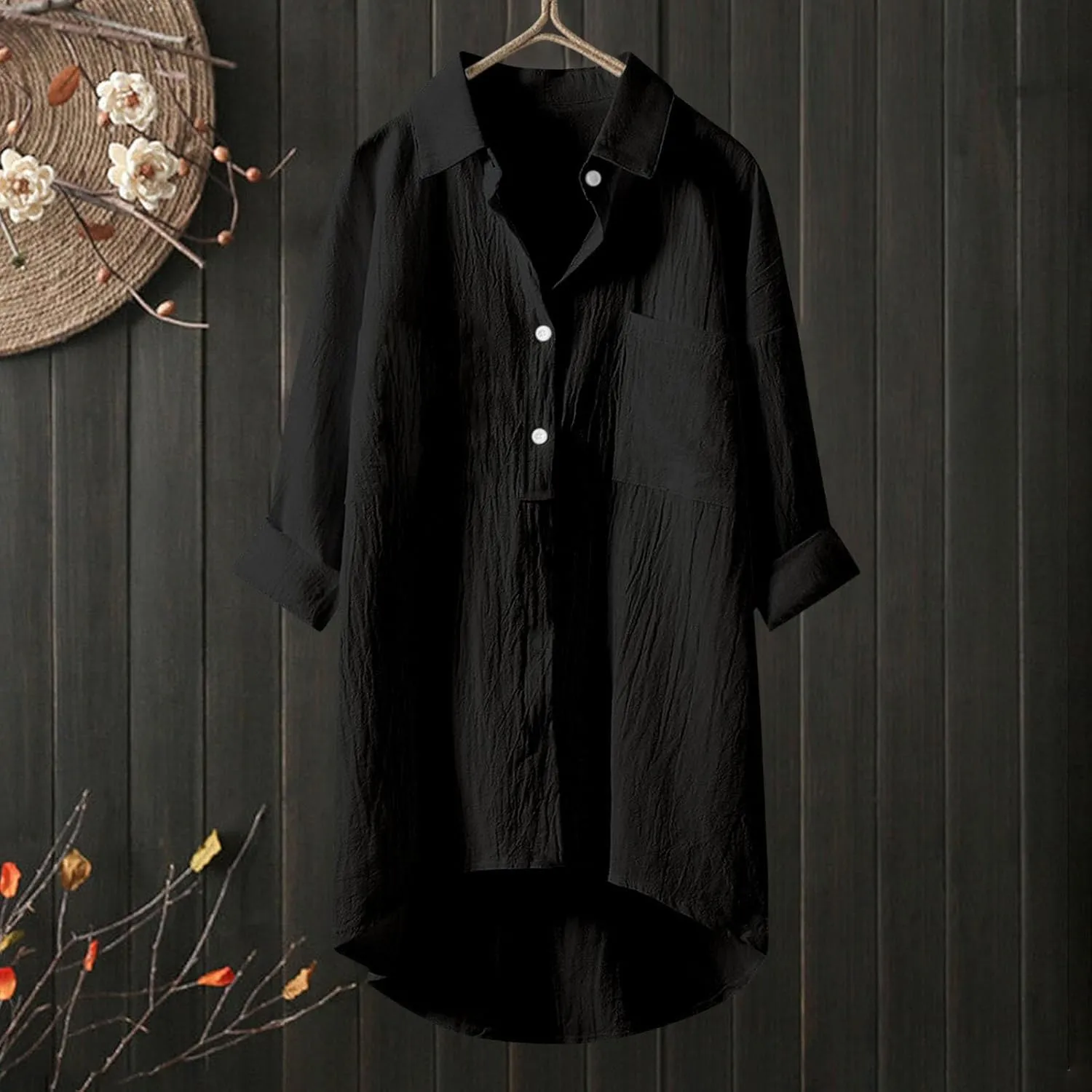 Women's Oversized Linen Shirts Blouses Tops UPF 50  Long Sleeve UV Sun Protection Shirts Fishing Hiking High Low