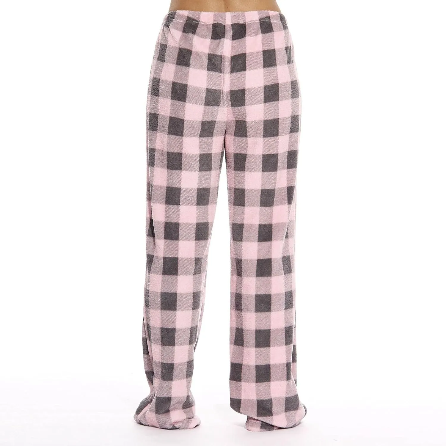 Women's Pajama Bottoms Fuzzy Buffalo Plaid Pajama Pants Comfy Sherpa Flannel Pajama Pants Casual Cozy Wide Leg Trousers