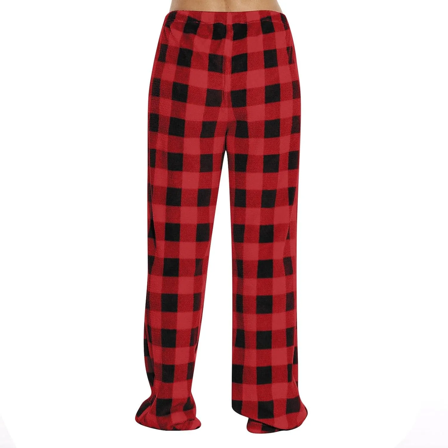 Women's Pajama Bottoms Fuzzy Buffalo Plaid Pajama Pants Comfy Sherpa Flannel Pajama Pants Casual Cozy Wide Leg Trousers