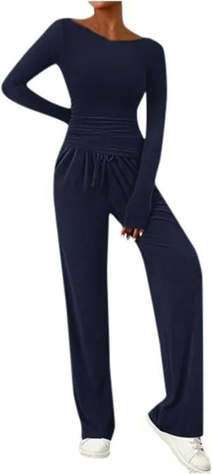 Womens Pajamas Set Sleepwear Button Up Sleepwear Soft Lightweight Comfy Long Pants Loungewear Two-Piece Sleepwear Pj