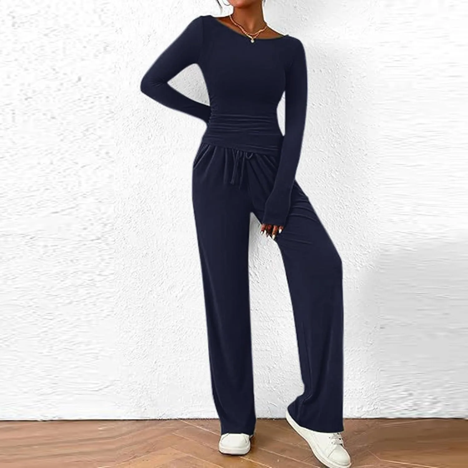 Womens Pajamas Set Sleepwear Button Up Sleepwear Soft Lightweight Comfy Long Pants Loungewear Two-Piece Sleepwear Pj