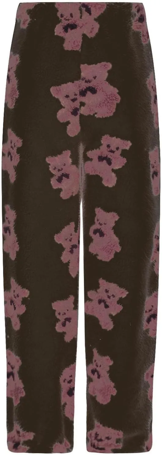 Womens Pants Pajamas Nightgowns for Women Fleece Lined Wool Flannel Cute Thermal Fuzzy Flare Wide Leg 2025