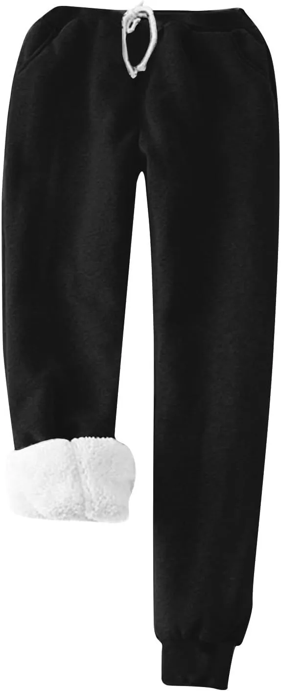 Women's Winter Warm Lounge Set 2 Piece Outfits Soft Fleece Lined Long Sleeve Tops and Pants Pajamas with Pocket