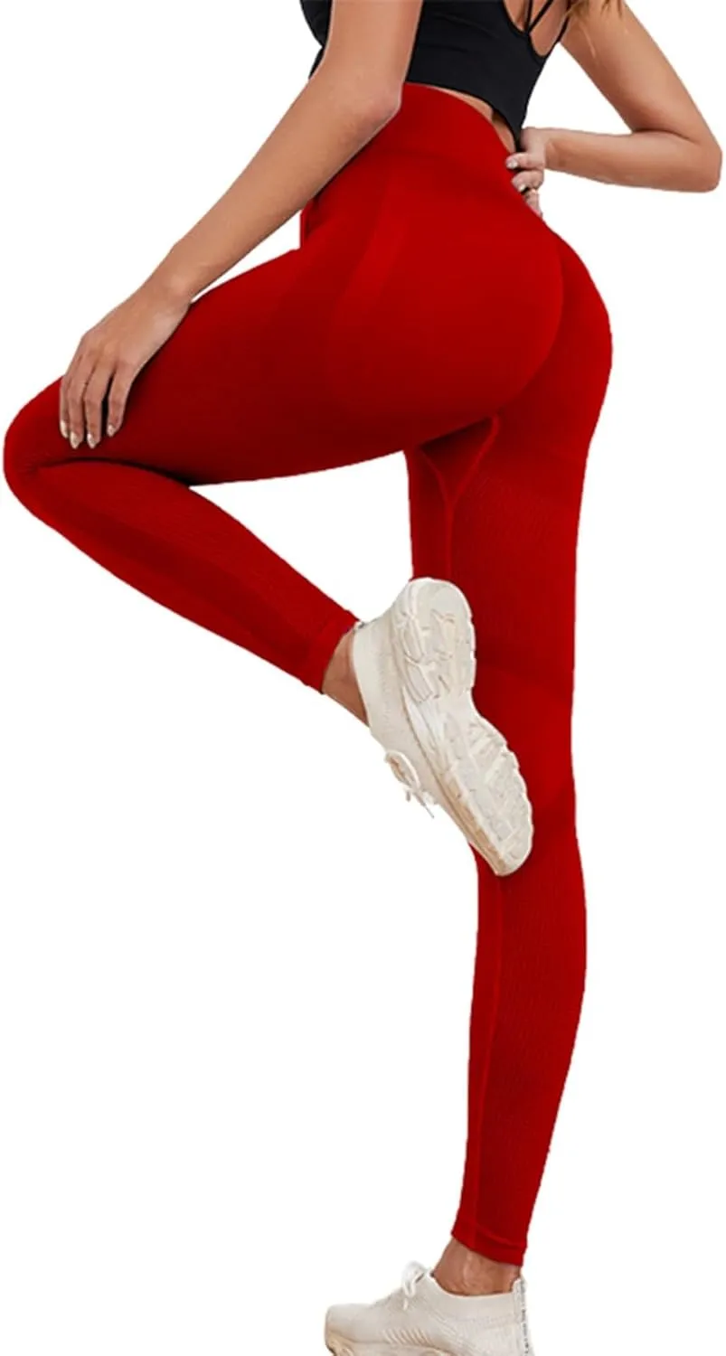 Womens Workout Leggings with High Waist Tummy Control Athletic Yoga Pants Scrunch Butt Gym Seamless Booty Tight