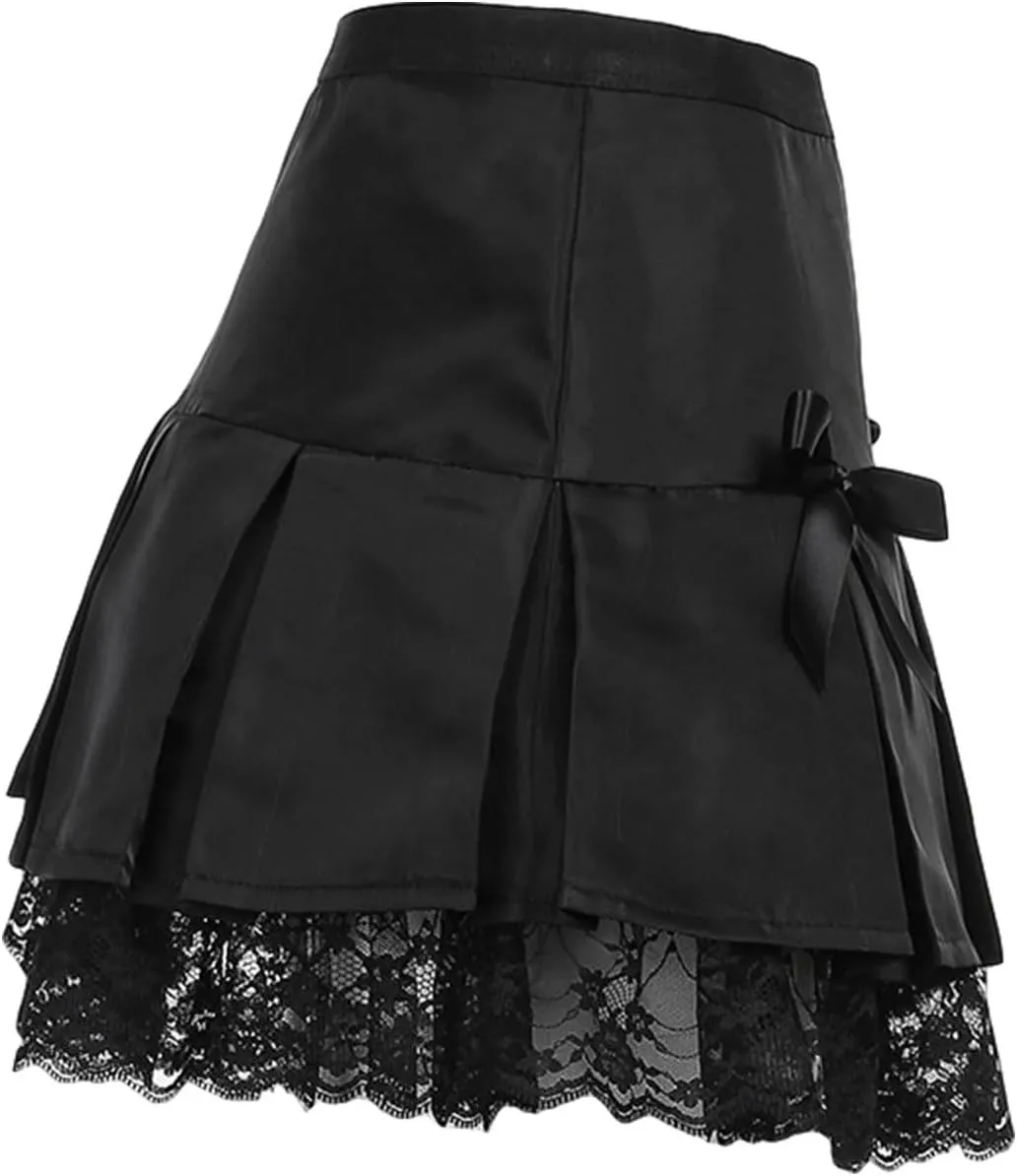 Womens Y2k Lace Ruffled Mini Skirt Sexy Flowy Frilly Short Fairy Skirts Low Rise Layered Pleated Micro Mini Skirts