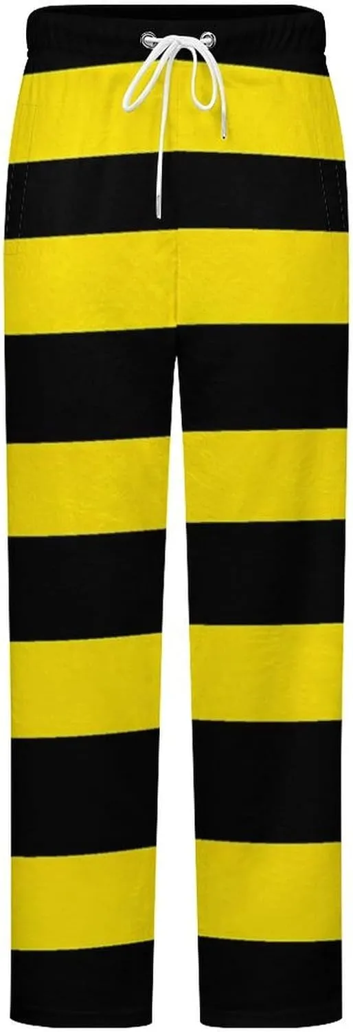 Yellow Black Striped Women's Pajama Pants Fleece Warm Pj Bottoms Sleepwear Lounge Pants Loungewear