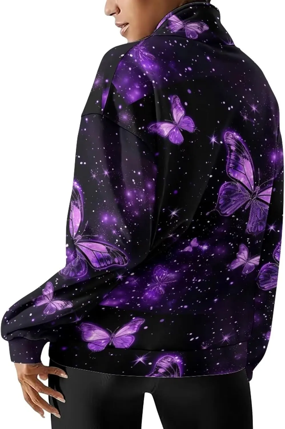 Ystardream Oversized Quarter Zip Sweatshirt Women Half Zip Hoodies Loose Fit