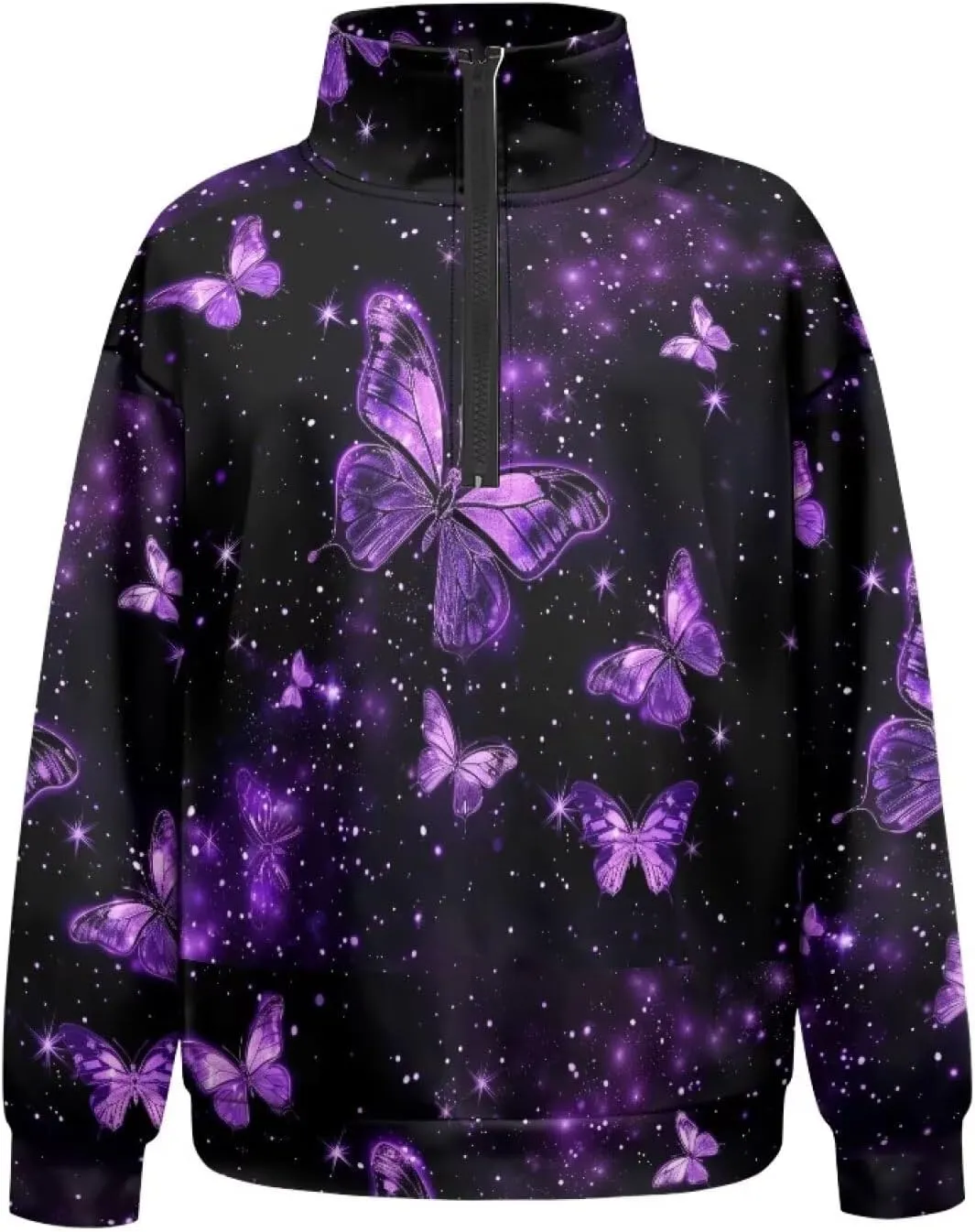 Ystardream Oversized Quarter Zip Sweatshirt Women Half Zip Hoodies Loose Fit