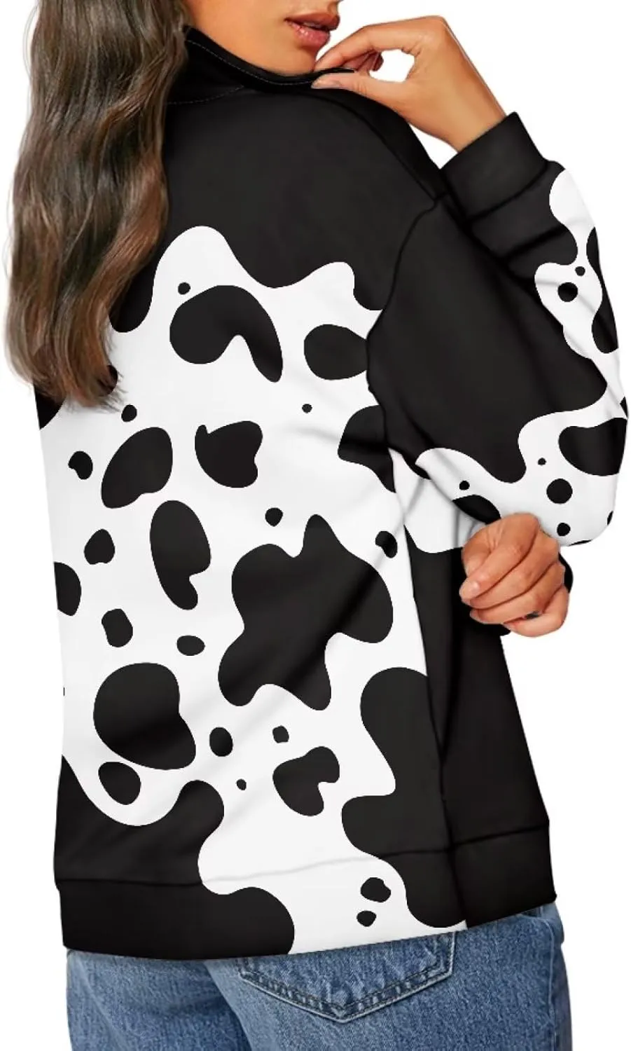 Ystardream Oversized Quarter Zip Sweatshirt Women Half Zip Hoodies S-3XL