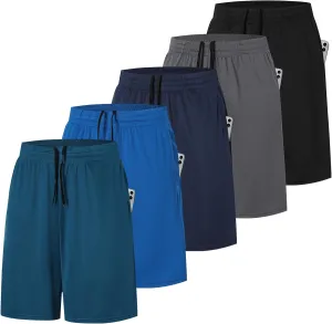 ZENGVEE 5 Pack Athletic Gym Mens Shorts Workout Quick Dry Basketball Shorts with Pockets for Running Casual Activewear