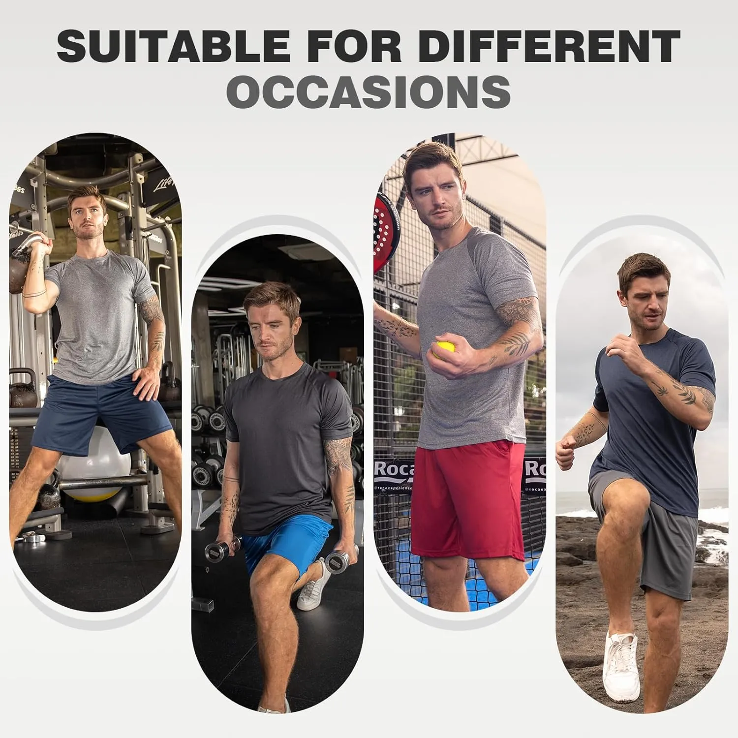 ZENGVEE 5 Pack Athletic Gym Mens Shorts Workout Quick Dry Basketball Shorts with Pockets for Running Casual Activewear
