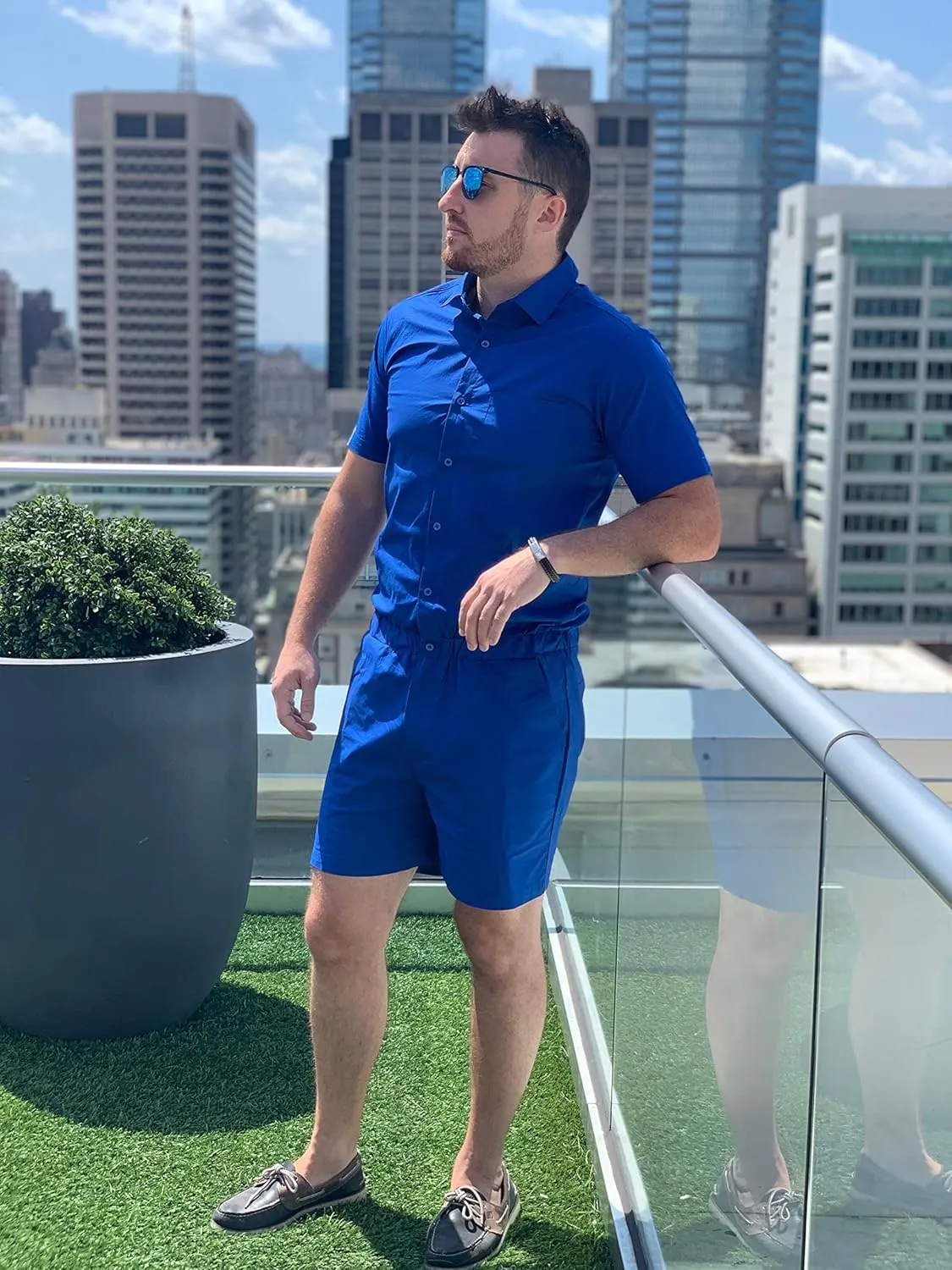 Zesties Male Rompers - Original Romper Jumpsuits for Men - Tropical Male Onesie Shorts - Men's Jumper Rompers