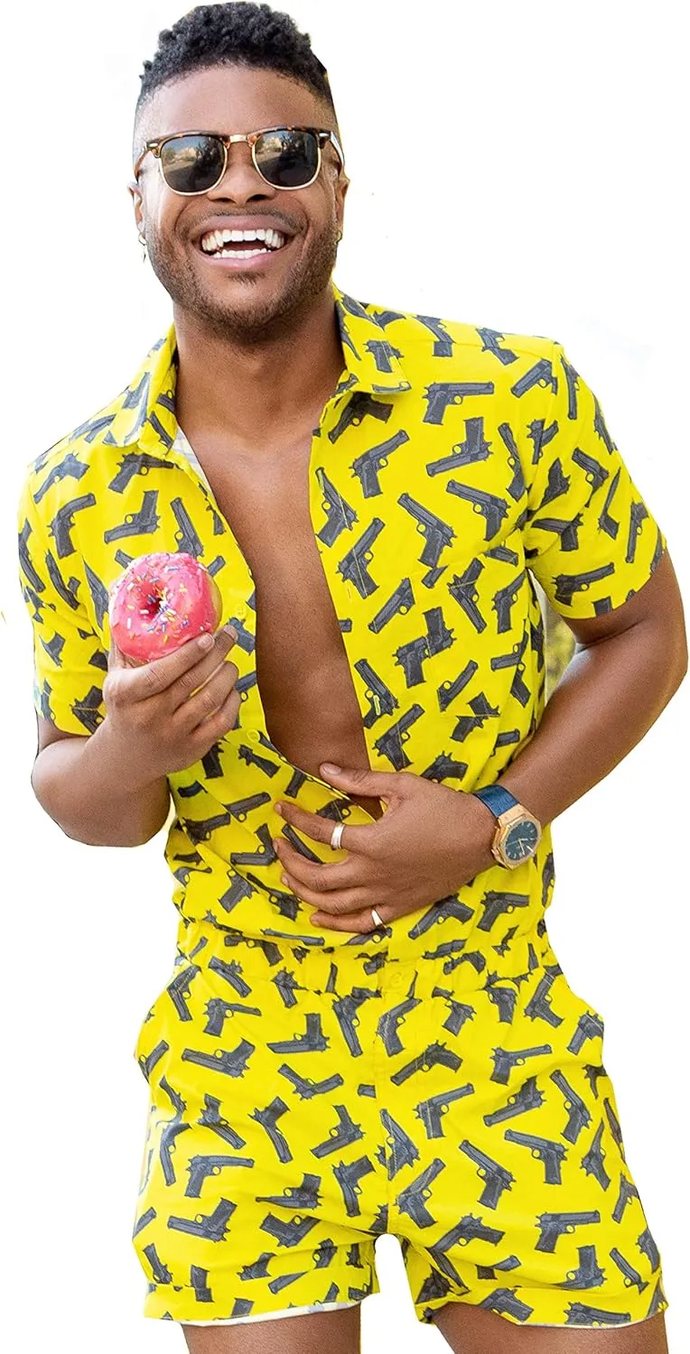 Zesties Male Rompers - Original Romper Jumpsuits for Men - Tropical Male Onesie Shorts - Men's Jumper Rompers