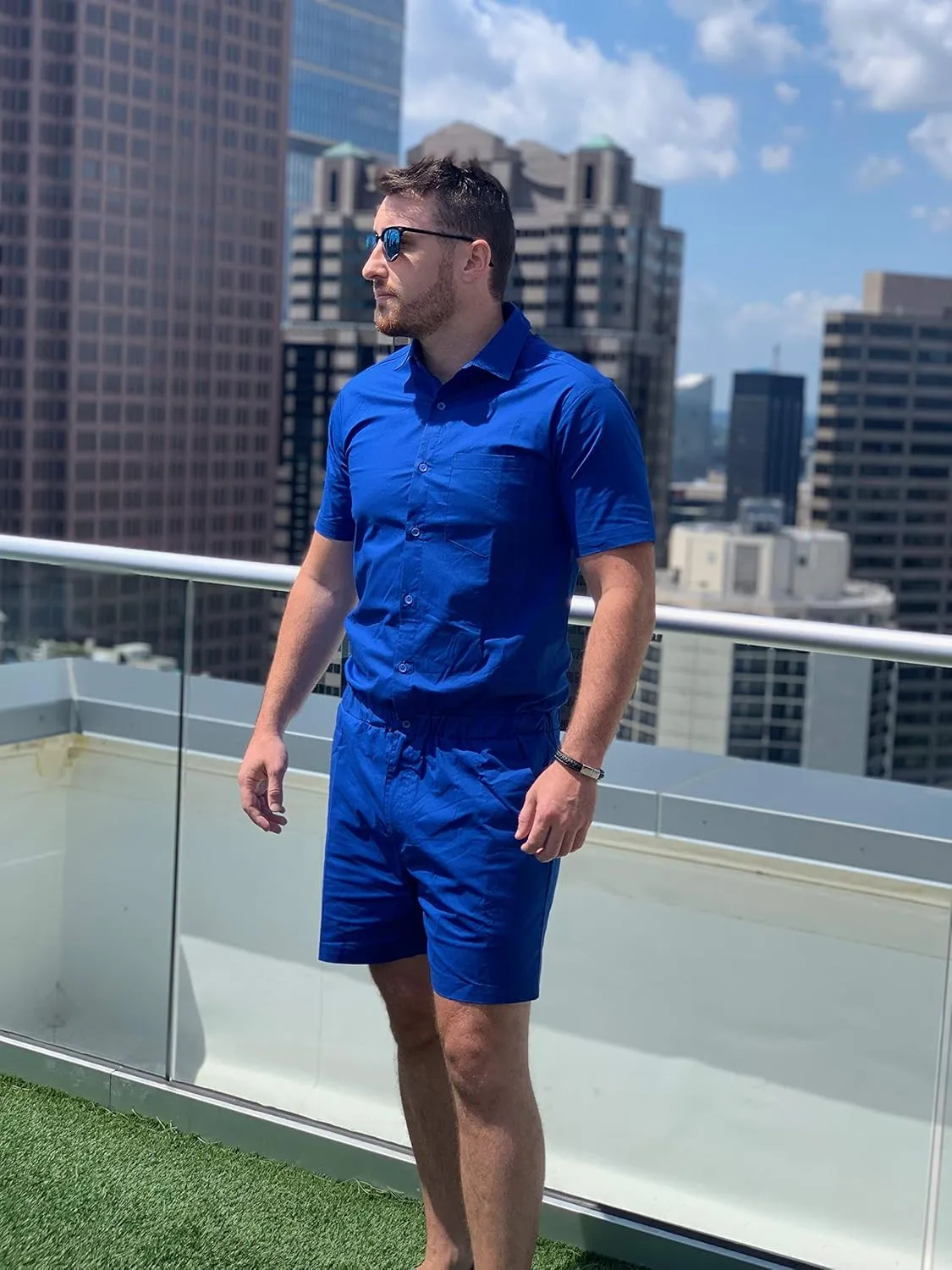 Zesties Male Rompers - Original Romper Jumpsuits for Men - Tropical Male Onesie Shorts - Men's Jumper Rompers